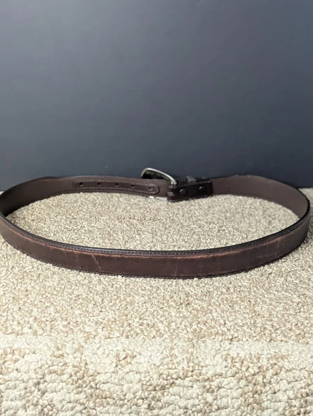 Nocona Western Belt Brown Genuine Leather Silver Hardware Size 36